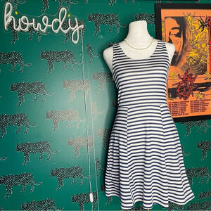 H&M DIVIDED Blue and White Striped Scoop Neck A Line Mini Tank Dress Size 4